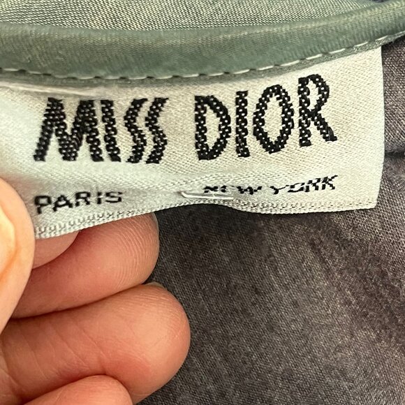 Stunning Vintage CHRISTIAN DIOR MISS DIOR Sage Green/Plum Sateen & Lace Nightgow - Picture 7 of 9